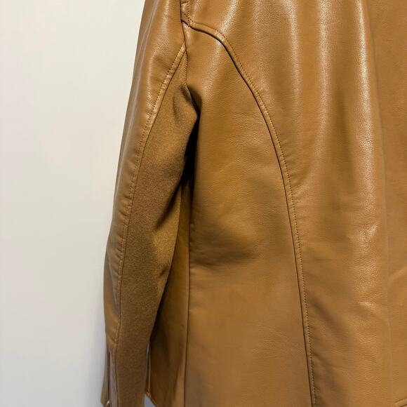 NWT Lane Bryant Brown Sugar Asymetrical Zip Faux Leather Moto Jacket 14/16 - Picture 9 of 14